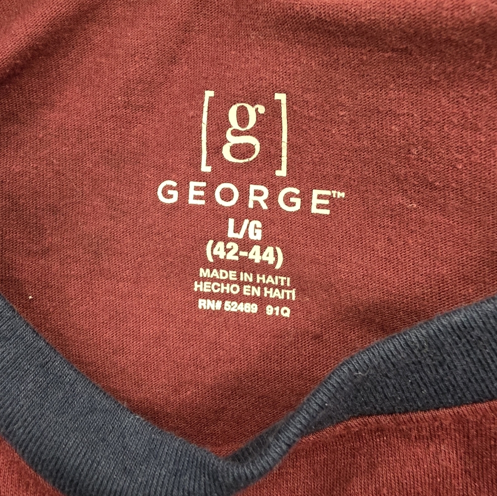 George Burgundy and Navy Long Sleeve Raglan Tee - Picture 8 of 9